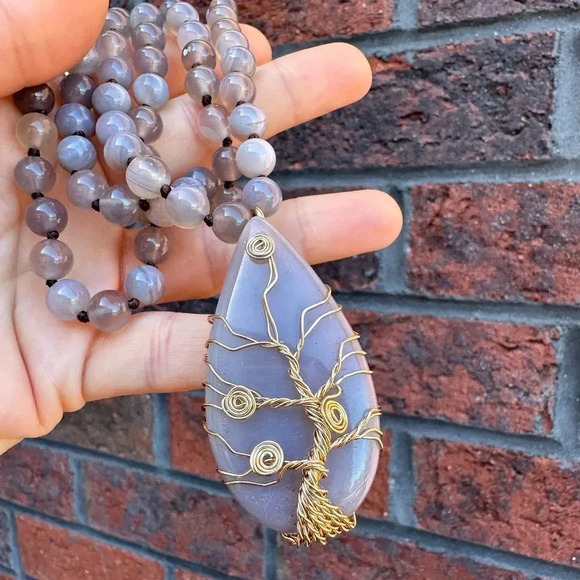 Natural Onyx Stones Tree of life FINE CRAFTMASHIP Necklace - Picture 1 of 8
